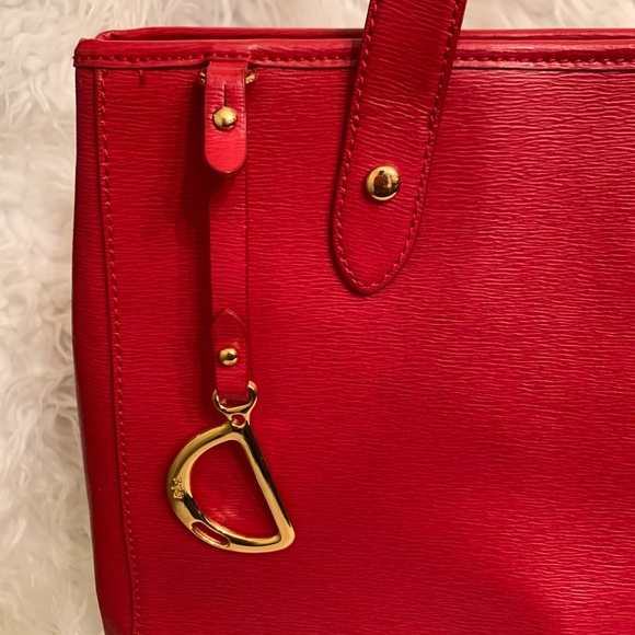 Ralph Lauren Bags Ralph Lauren Red Leather Tote Double Strap